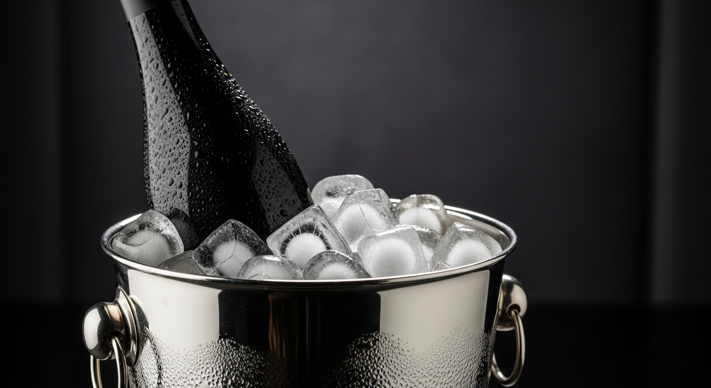 Wine bottle in ice